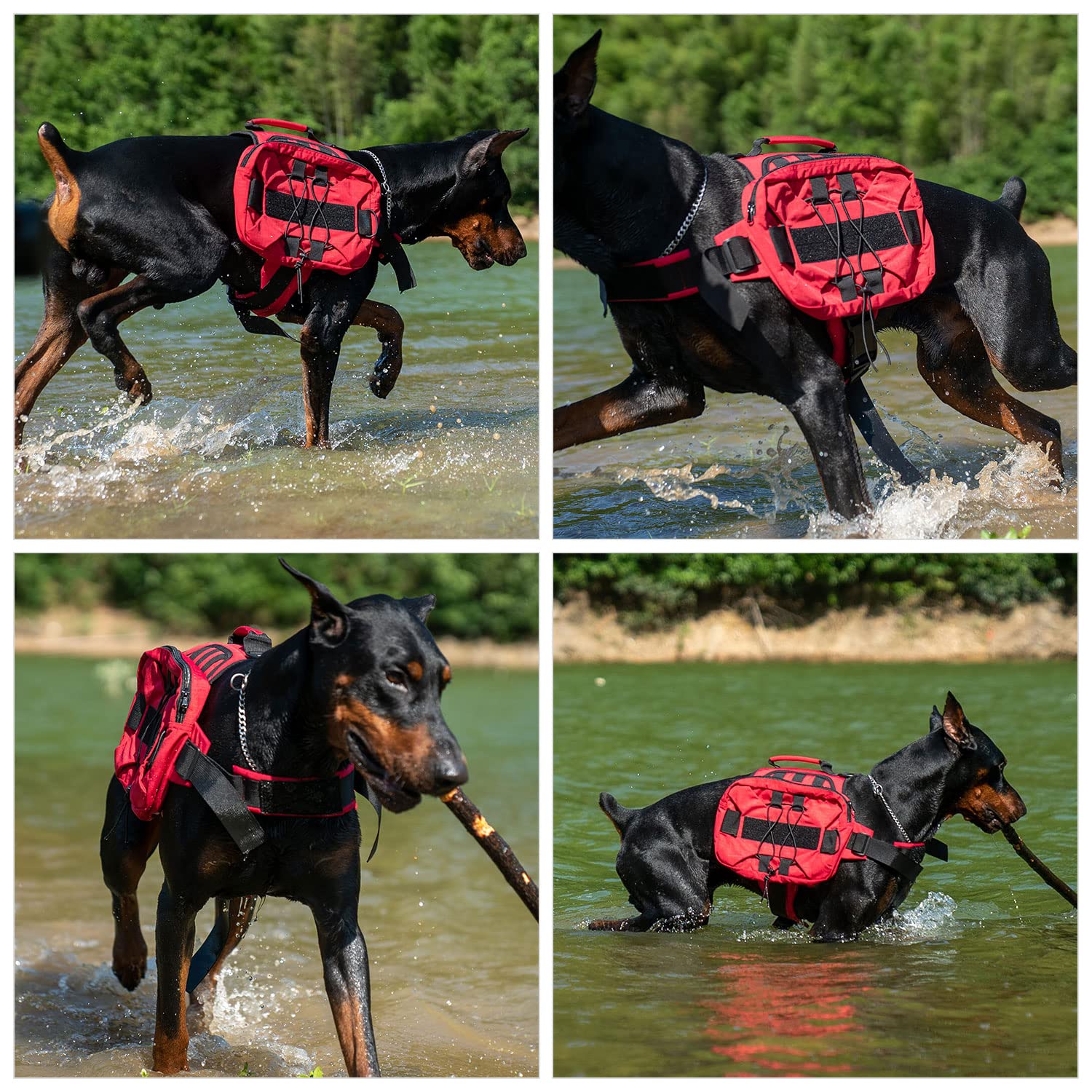 Large Dog Backpack - Adjustable Tactical Hound Saddle Bag with Side Pockets for Small Medium & Large Dogs | Perfect for Hiking, Travel, Camping & Training | Durable Outdoor Gear for Active Pets (Red)