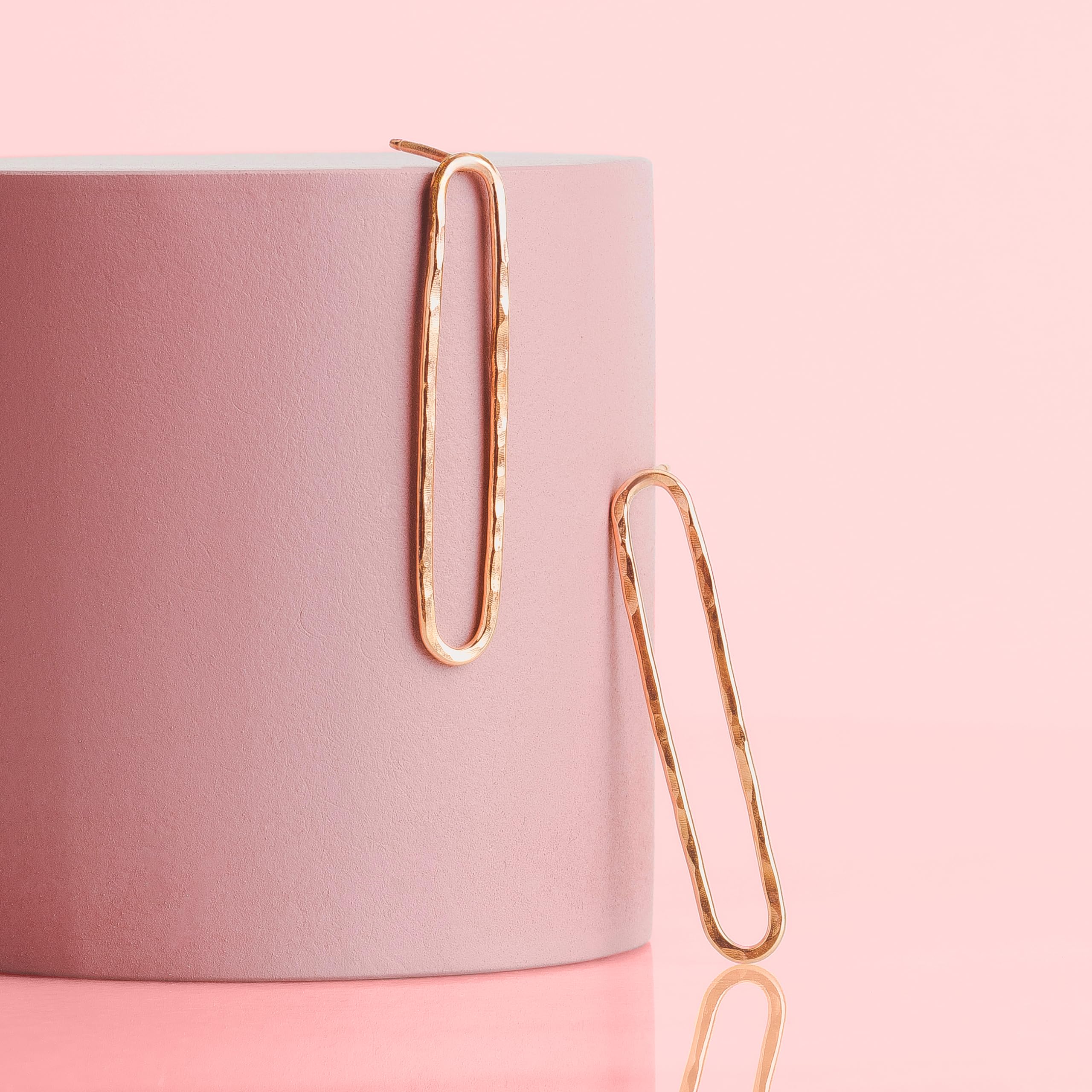 14K Gold Filled Oval Paperclip Chain Link Stud Earrings - Minimalist Long Hoop Post Earrings in Gold, Rose Gold & Silver | Perfect for Everyday Wear, Office & Date Night