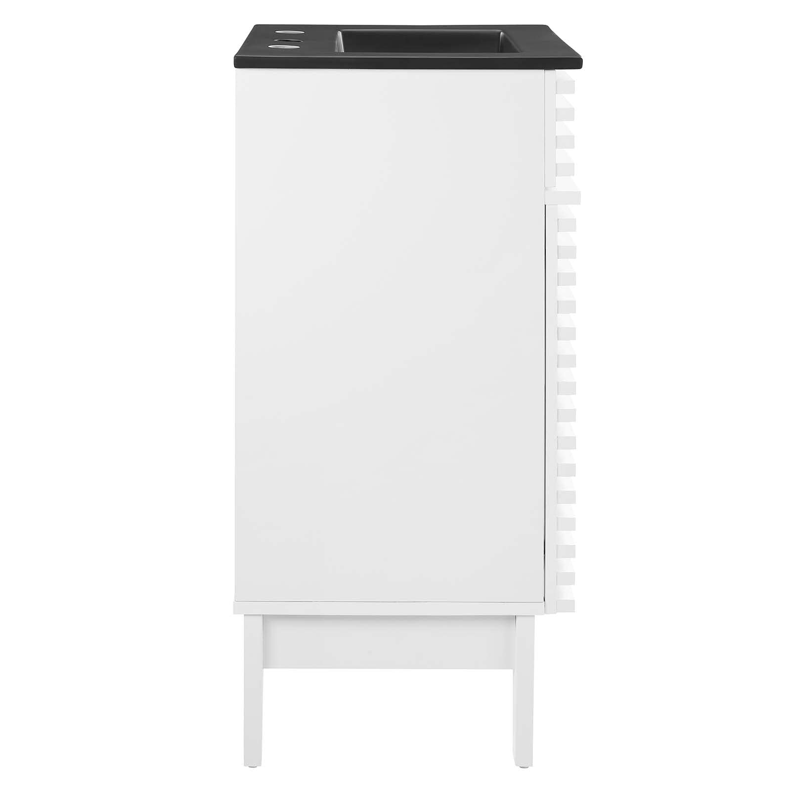 Modway Render 18 Inch Modern Bathroom Vanity with White Ceramic Sink & Black Finish - Perfect for Small Bathrooms, Powder Rooms & Apartment Remodels
