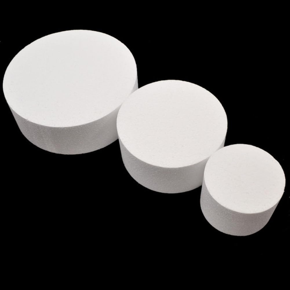 Premium Round Cake Foam Dummy Set for Birthday & Wedding Displays - 4 to 14 Inches (10 Inch White) | Perfect for Cake Decorating Practice, Dessert Table Centerpieces, and Bakery Shop Displays