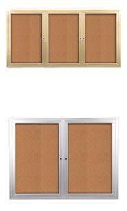 Locking 2 & 3 Door Metal Enclosed Outdoor Bulletin Boards - 35+ Sizes for Schools, Parks & Business Security Display Cases