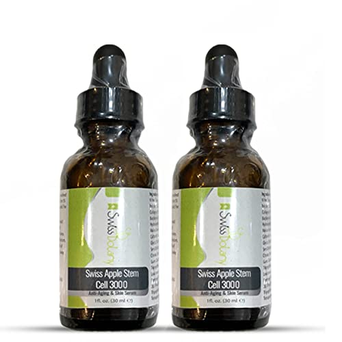 Swiss Botany Swiss Apple Stem Cell 3000 Serum – Vegan Anti-Aging Treatment for Wrinkles & Discoloration, Improves Skin Elasticity & Youthful Glow – 1 fl oz (2-Pack) | Perfect for Daily Skincare Routine & Nighttime Rejuvenation