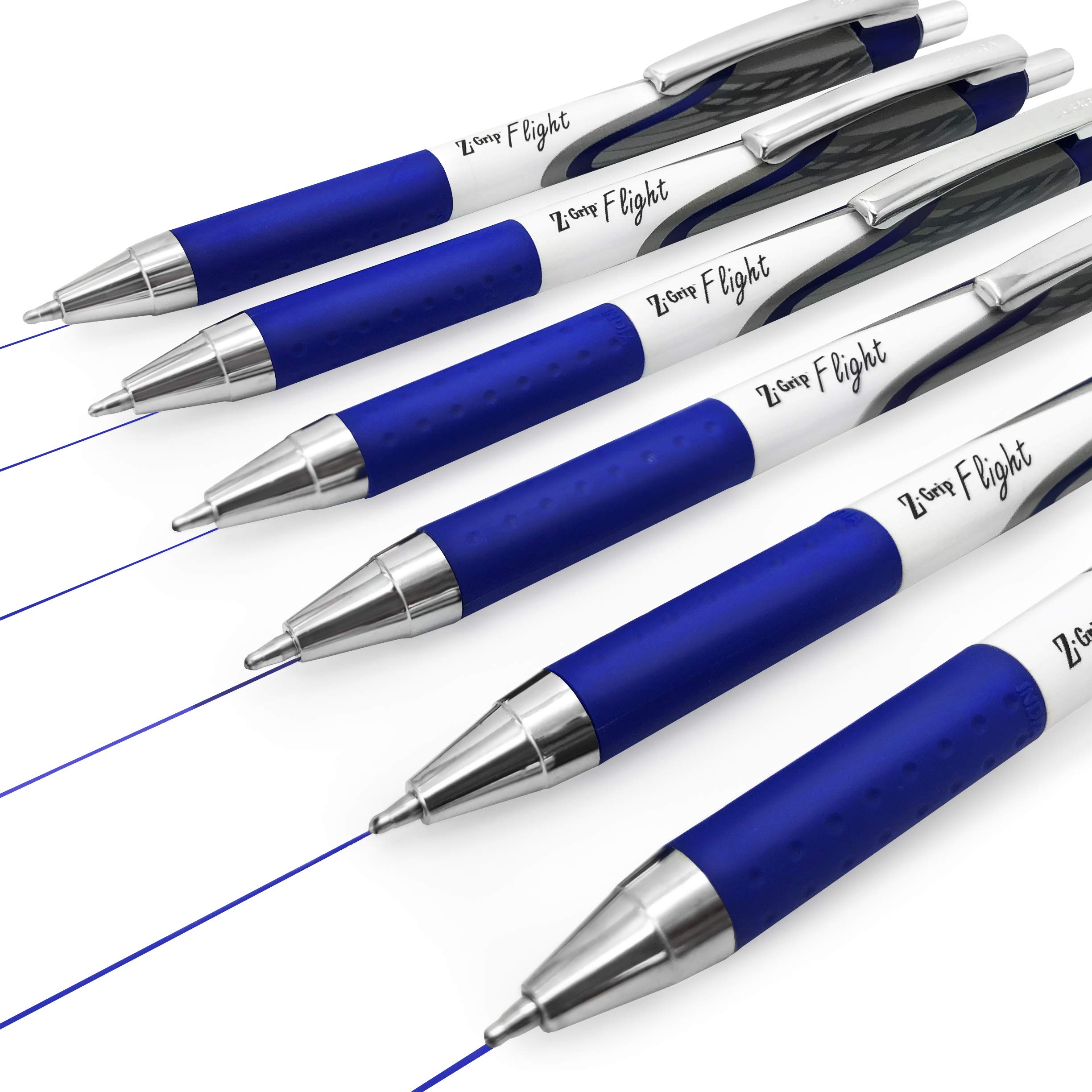Zebra Classic Z-Grip Flight Ballpoint Pens - 1.2mm Medium Point - Smooth Blue Ink - 6 Pack for Office, School & Everyday Writing