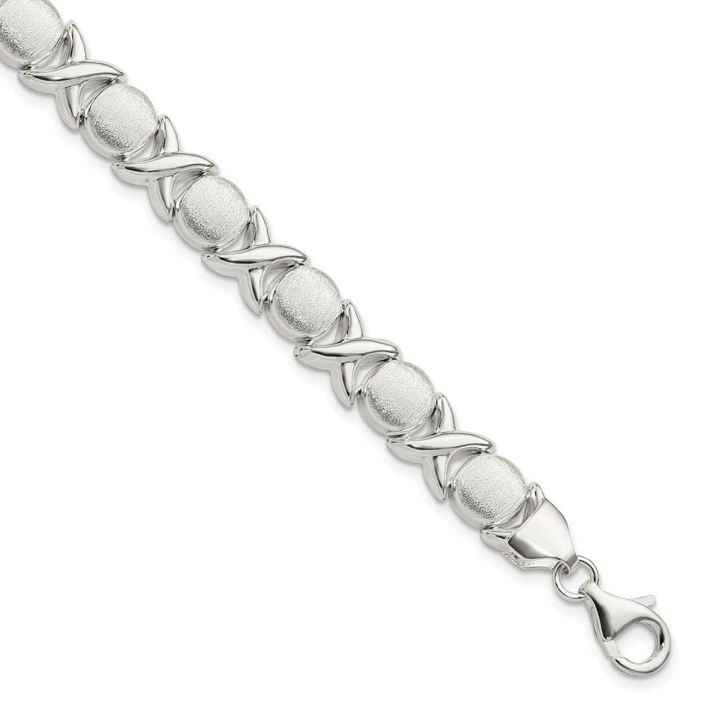 The Black Bow 9mm Sterling Silver Polished X and Satin O Link 7 Inch Bracelet - Perfect for Everyday Wear and Special Occasions