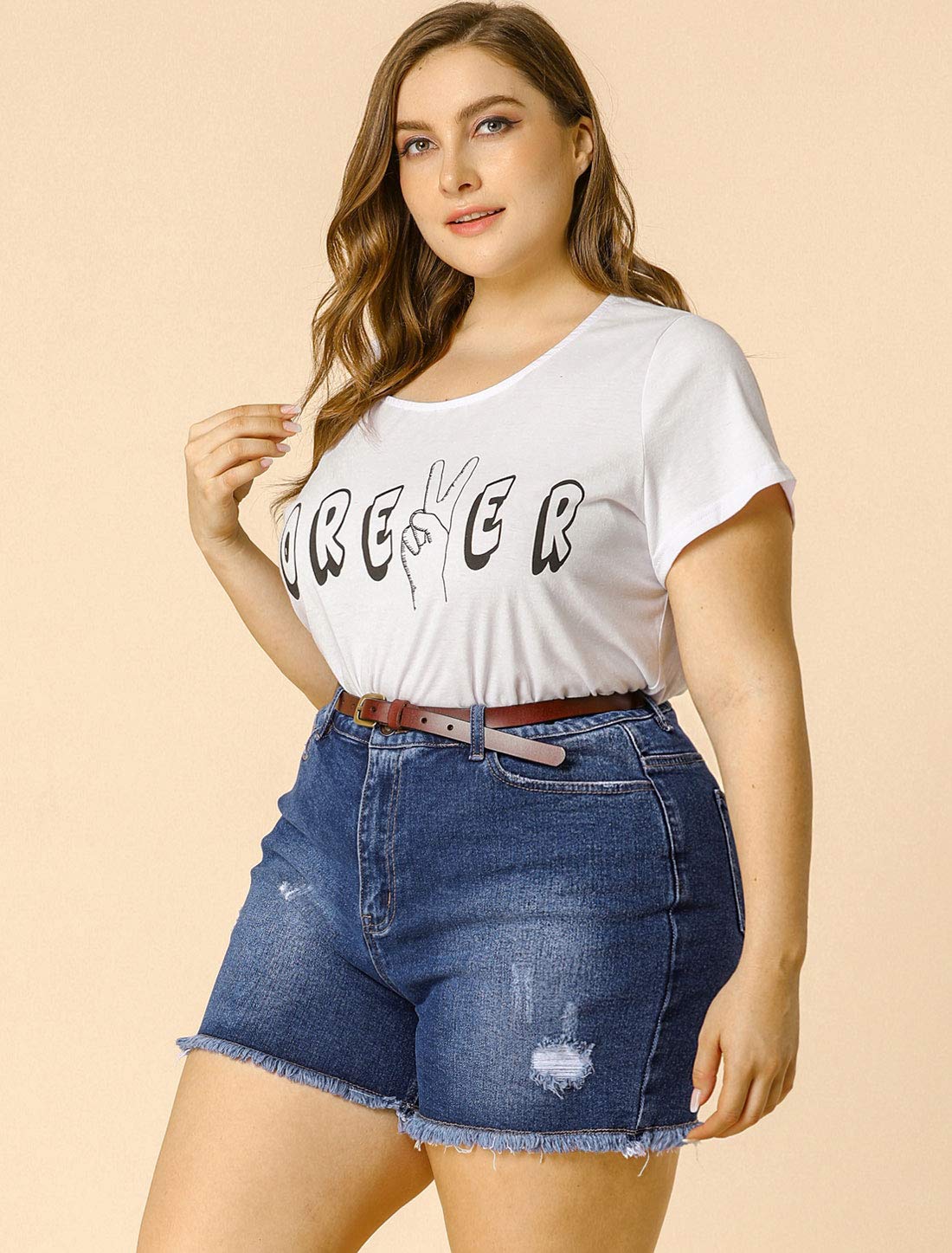 Agnes Orinda Women's High Waisted Ripped Stretchy Plus Size Denim Shorts - Summer Fashion for Casual Outings, Beach Trips & Street Style