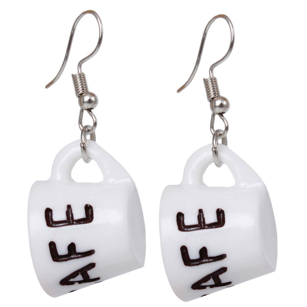 Creative Heart-Shaped Cappuccino Coffee Cup Drop Dangle Earrings for Women - Fun & Unique Jewelry Gift for Girlfriend, Best Friend - Perfect for Coffee Lovers, Valentine's Day, Birthday & Everyday Wear