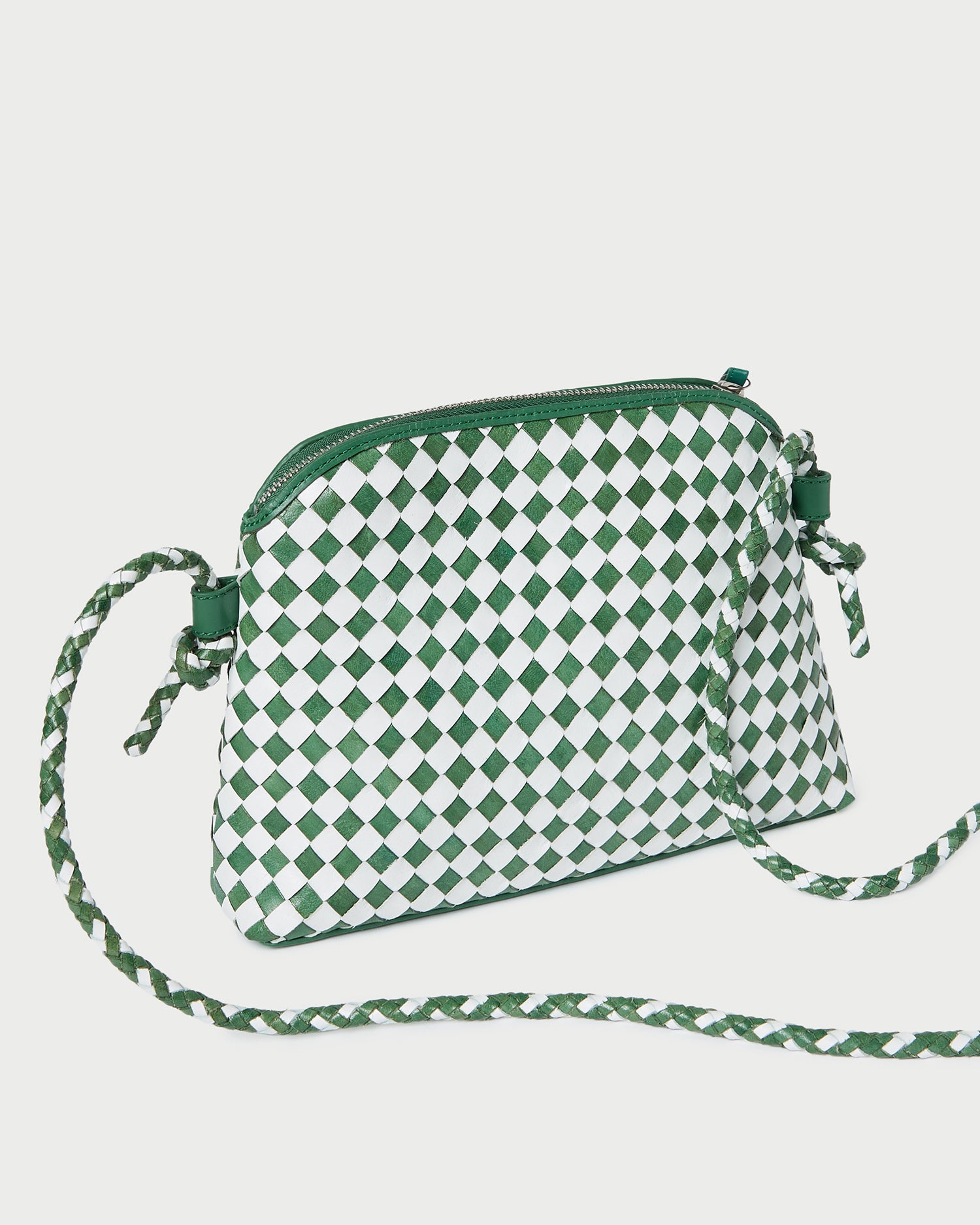 Stylish Mallory Emerald & White Woven Crossbody Bag - Perfect for Work, Travel & Everyday Use