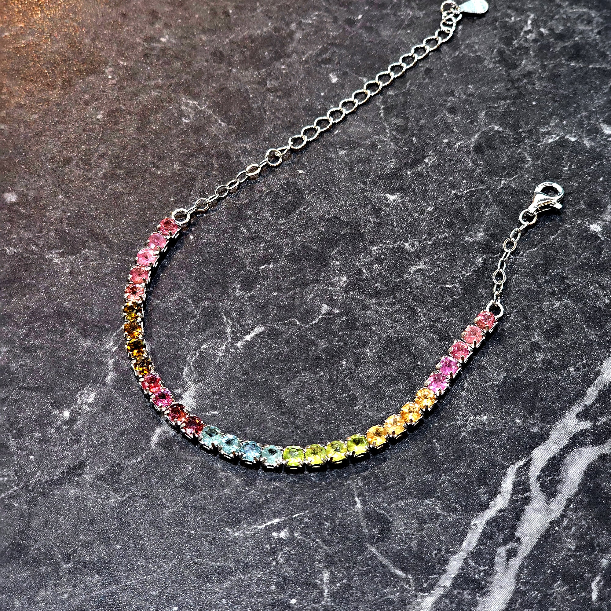 AG Collective Spectrum Glow Bracelet - Adjustable Crystal Beaded Bangle for Women | Perfect for Parties, Festivals & Everyday Wear