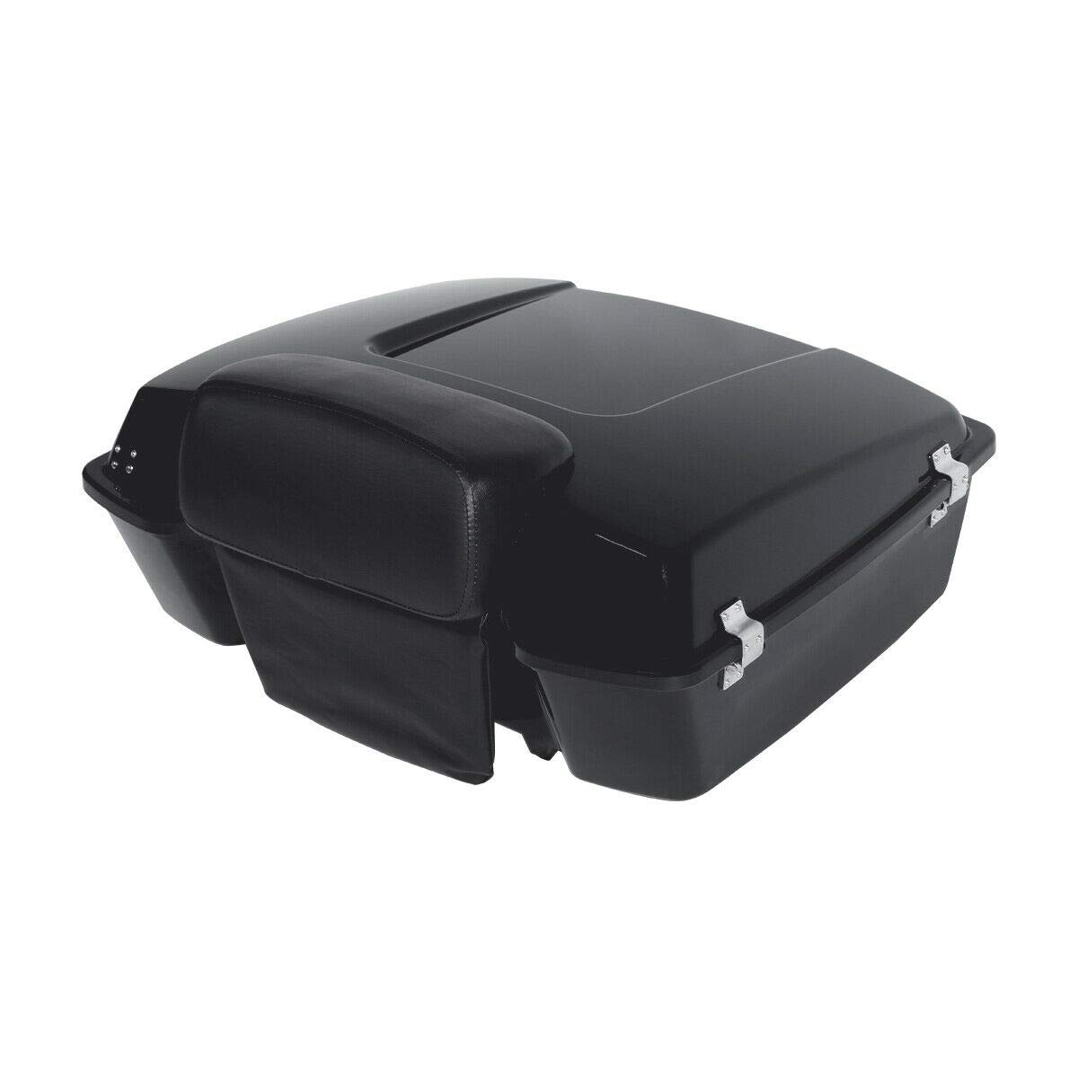 Harley Tour Pack Trunk Mount Rack with Chopped Backrest & Metal Base Plate - Fits Street Glide, Road King, Road Glide, Electra Glide (2009-2013) | Perfect for Long-Distance Touring & Custom Motorcycle Builds