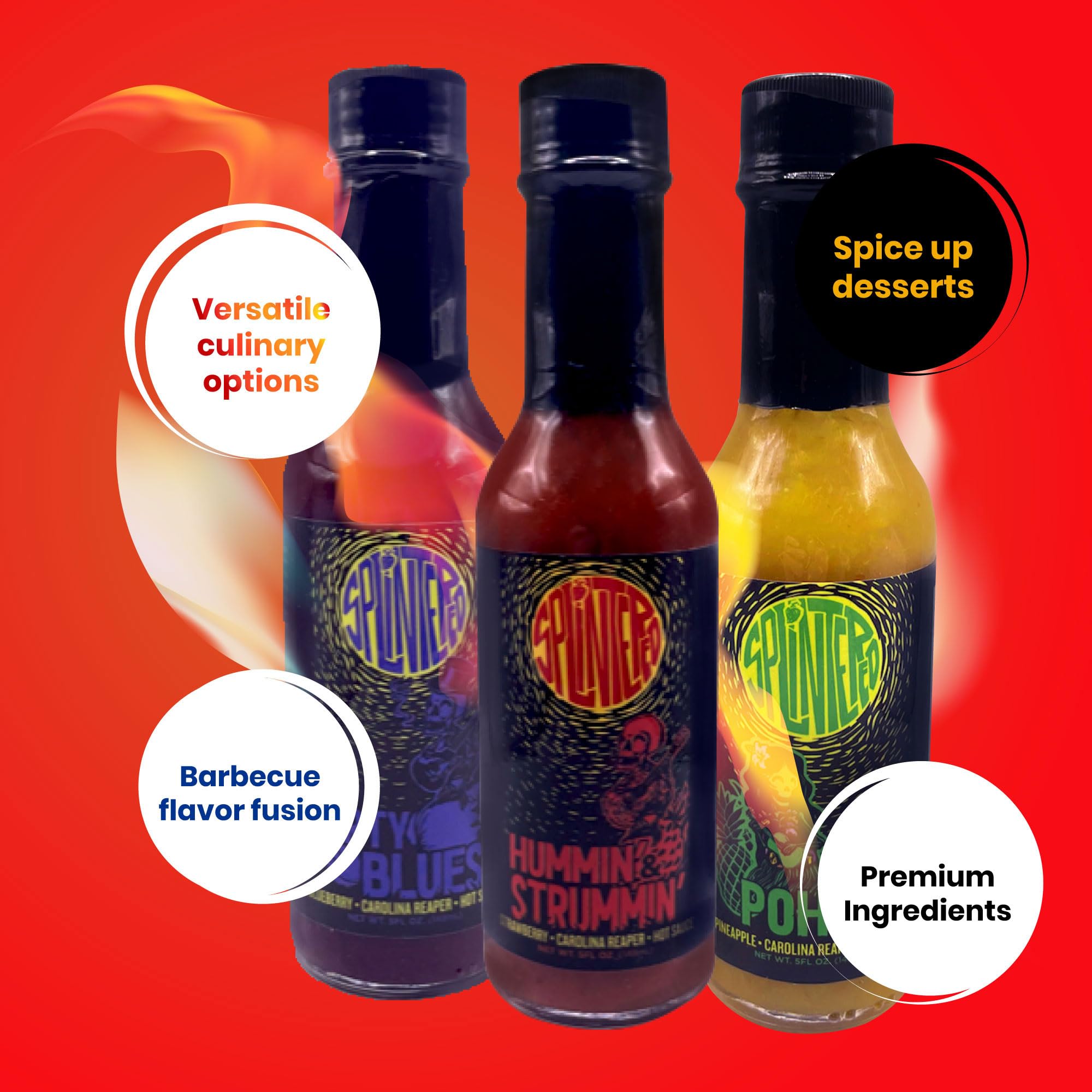Carolina Reaper Hot Sauce Trio - Blueberry, Strawberry & Pineapple Flavors | Gourmet Spicy Sauce Variety Pack for Dipping, Dressing & Cooking | Perfect for BBQ, Tacos, Wings & Food Gifts