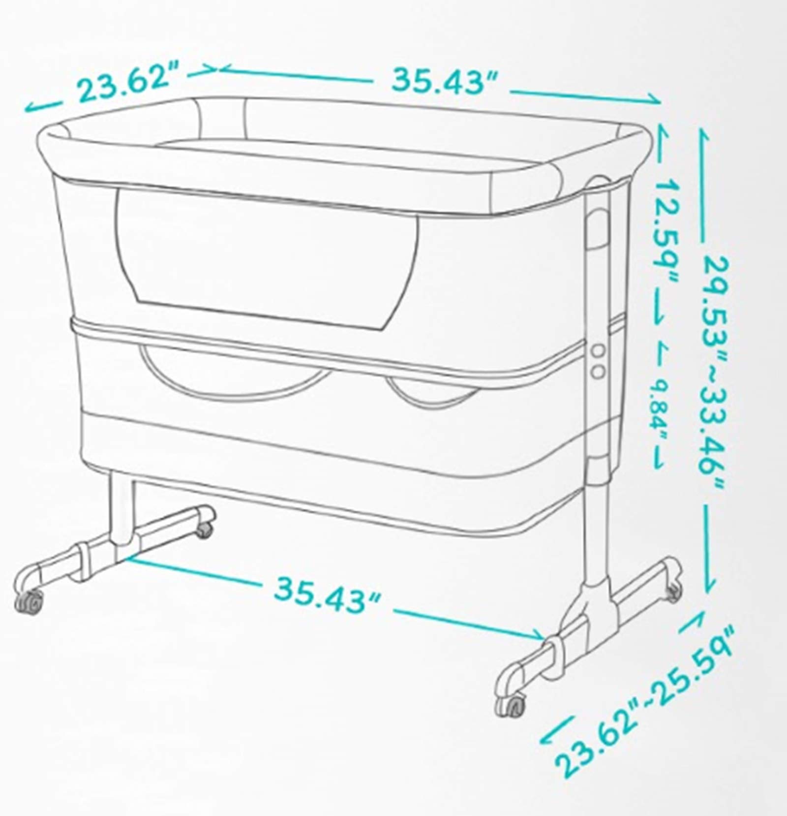 3-in-1 Adjustable Portable Baby Bassinet & Bedside Sleeper Crib with Breathable Mesh - Convertible Travel Crib for Newborns & Infants (Deep Grey) | Perfect for Nursery, Bedside Co-Sleeping & Family Travel