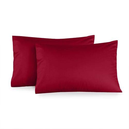 Luxury 600 Thread Count Solid Sateen King Size Pillowcase Set (2-Pack) - Burgundy Red for Bedroom Decor & Hotel Style Comfort
