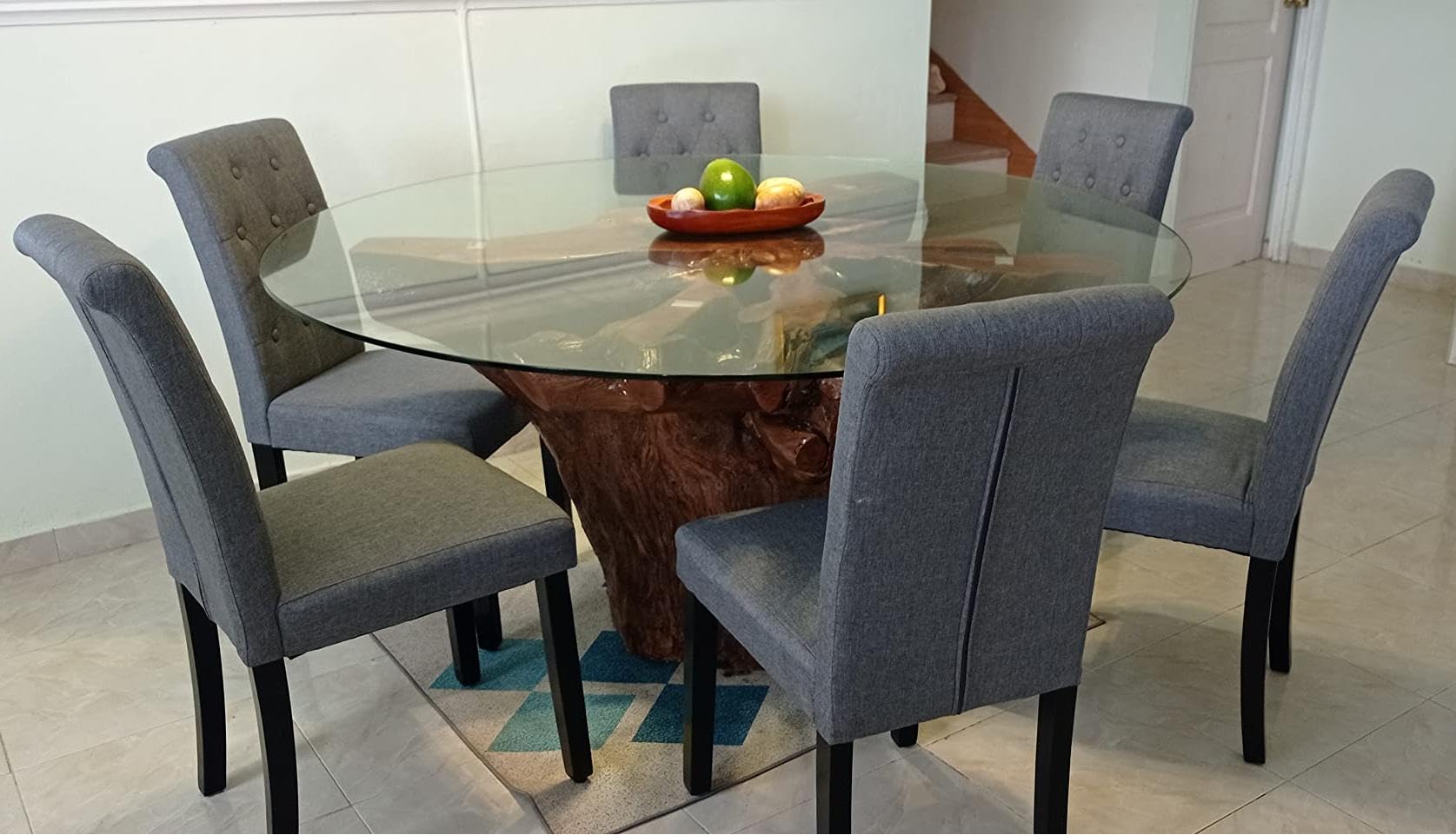 Premium DAGONHIL Dining Chairs Set of 6 - Button Tufted Upholstered Kitchen Chairs with Sturdy Black Solid Wood Legs (Gray) - Perfect for Dining Room, Kitchen, Breakfast Nook & Home Decor