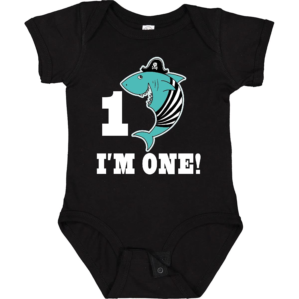 Inktastic 1st Birthday Shark Party Bodysuit - Pirate Themed Baby Onesie for 1 Year Old Boys & Girls - Perfect for Birthday Celebrations, Photo Shoots & Special Occasions