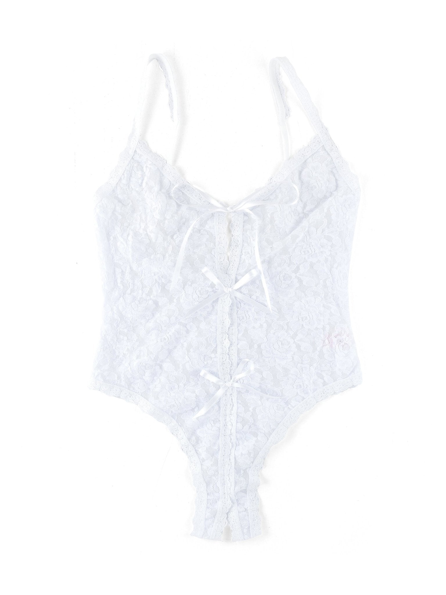 Oh Signature Lace Crotchless Teddy Lingerie for Women - Sexy Open-Crotch Bodysuit for Valentines Day & Romantic Nights - Plus Size Available