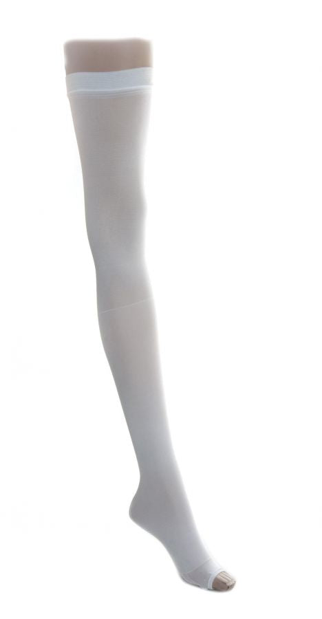 EMS Thigh Length Anti-Embolism Compression Stockings - White, Large Size (Box of 6) for Post-Surgery Recovery & Travel Comfort