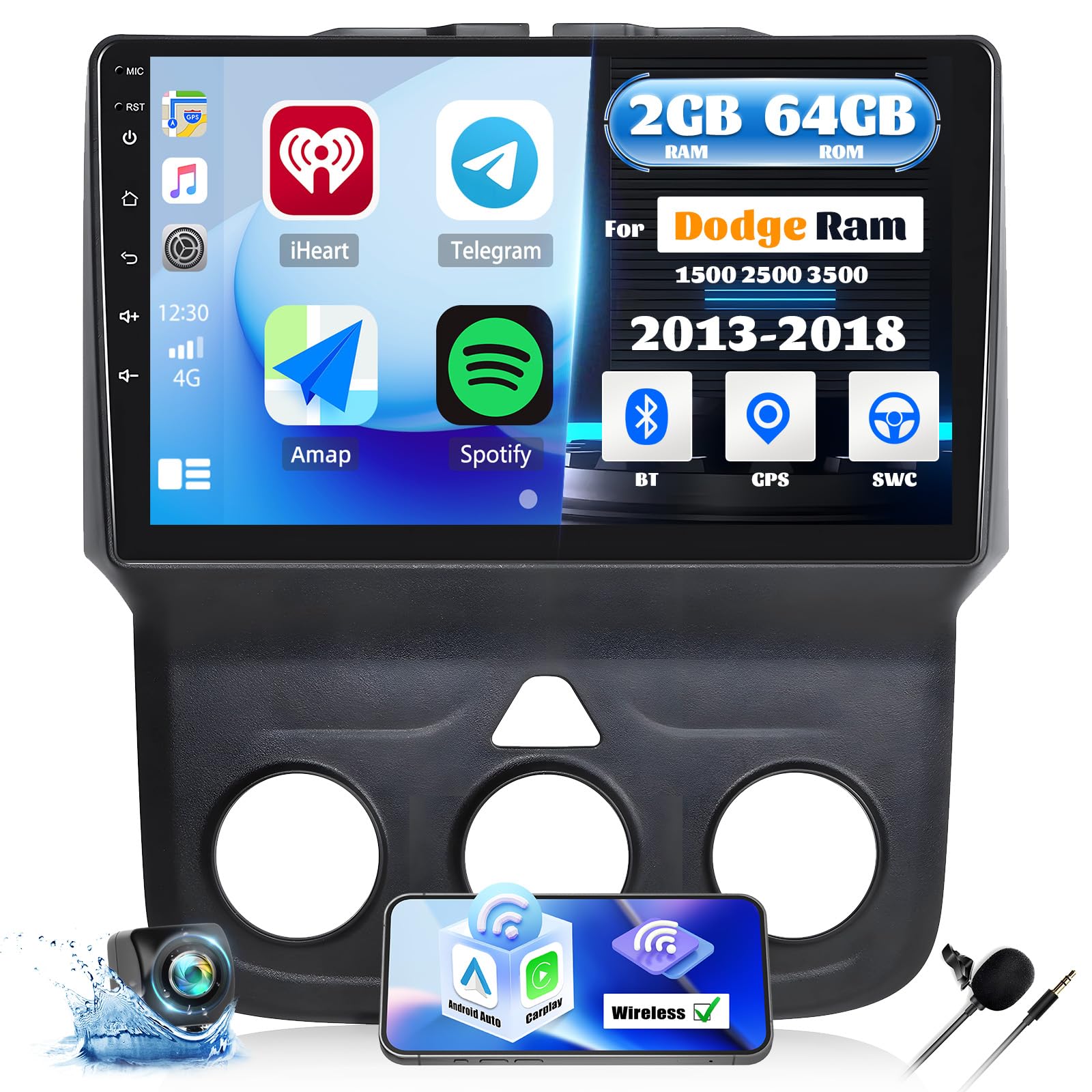 2+64GB Android 13 Car Stereo for Dodge Ram 1500/2500/3500 (2013-2018 Models) - 9