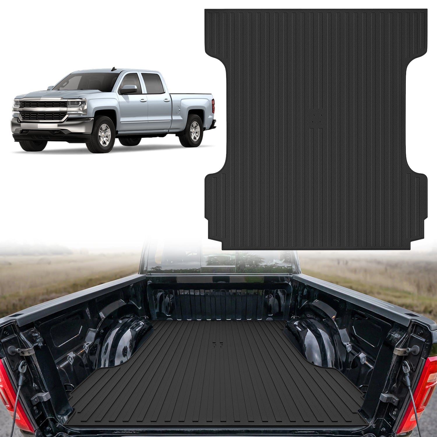 5.7ft Rubber Short Bed Mat for 2014-2019 Chevy Silverado & GMC Sierra 2500/3500 HD Trucks - Heavy Duty Anti-Slip Protection for Cargo & Work Scenes