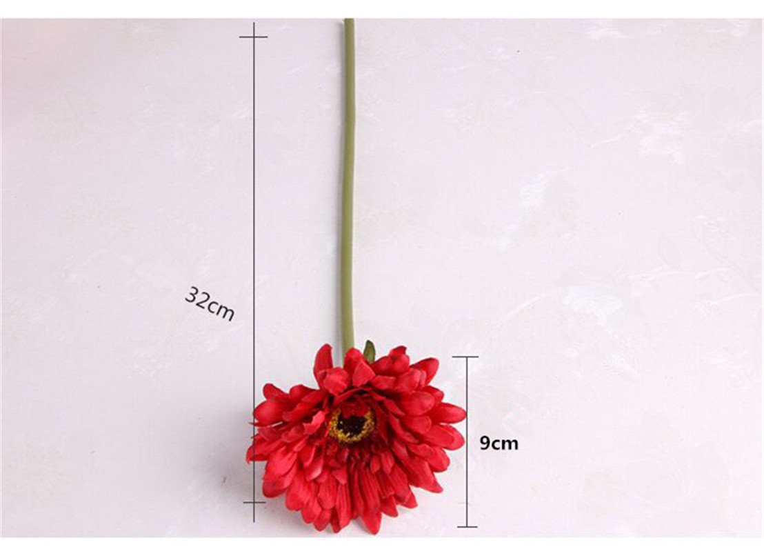 10 Pack Artificial Silk Barberton Daisy Flowers - Red Fake Flowers for Home Decor, Living Room, Table Centerpiece | Perfect for Weddings, Parties & DIY Floral Arrangements