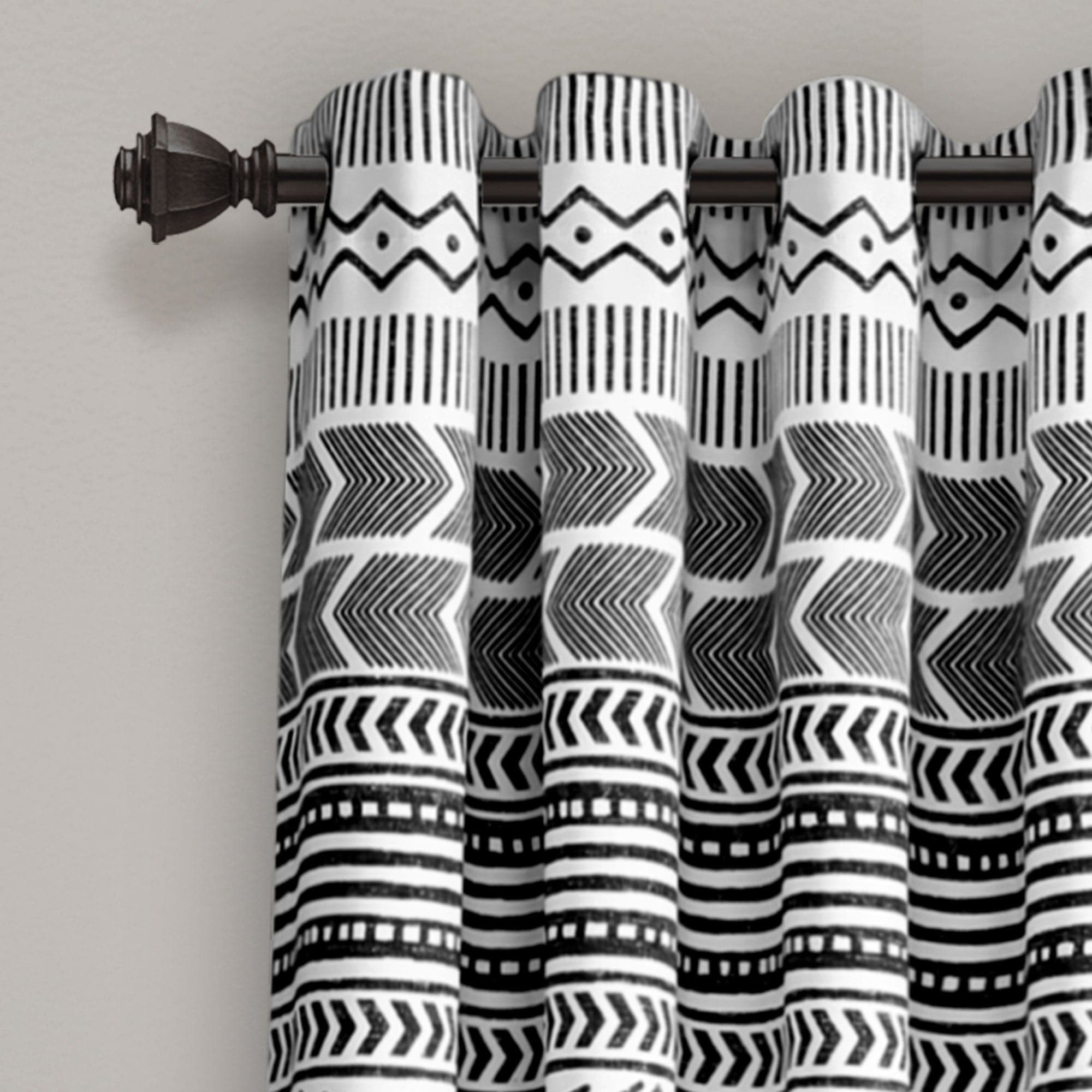 Hygge Geo Light Filtering Window Curtain Panel Set - Modern Geometric Pattern Sheer Drapes for Living Room, Bedroom & Nursery - Soft Sunlight & Privacy Solution