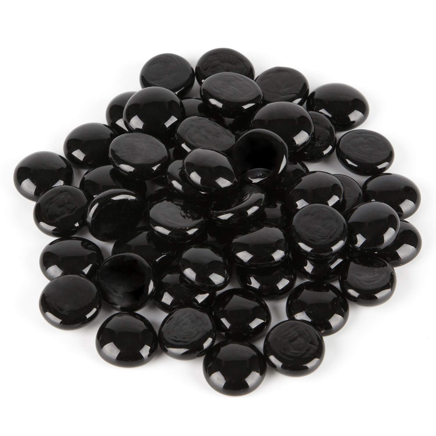 Premium WGV Flat Glass Marbles & Pebbles - 2lbs (200pcs) Black Crystal Rocks for Vase Fillers, Wedding Centerpieces, Home Decor, Aquariums & DIY Craft Projects