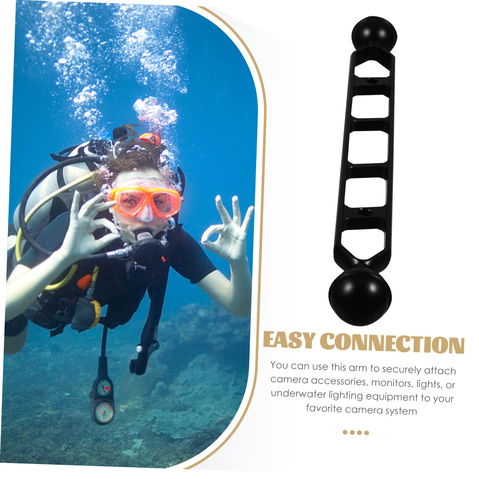 Jojofuny 2-Pack Aluminum Alloy Dual Ball Head Diving Arm for Underwater Torch - Adjustable Fill Light Mount for Scuba Diving, Underwater Photography, and Marine Exploration