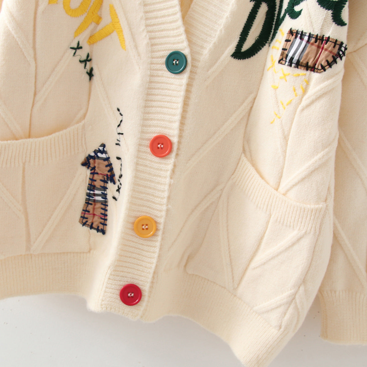 Women's Loose Cropped Hand Embroidered Sweater - Cozy Autumn Winter Knitwear for Casual Outings & Office Wear (Style 329)