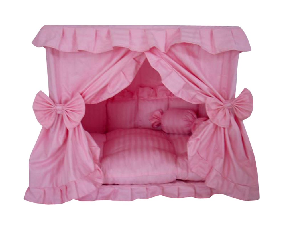 Princess Pink Handmade Pet Dog Bed House with Candy Pillow - Cozy & Cute Large Dog Bed for Small to Medium Dogs - Perfect for Indoor Use, Bedroom, or Pet Travel Accessories