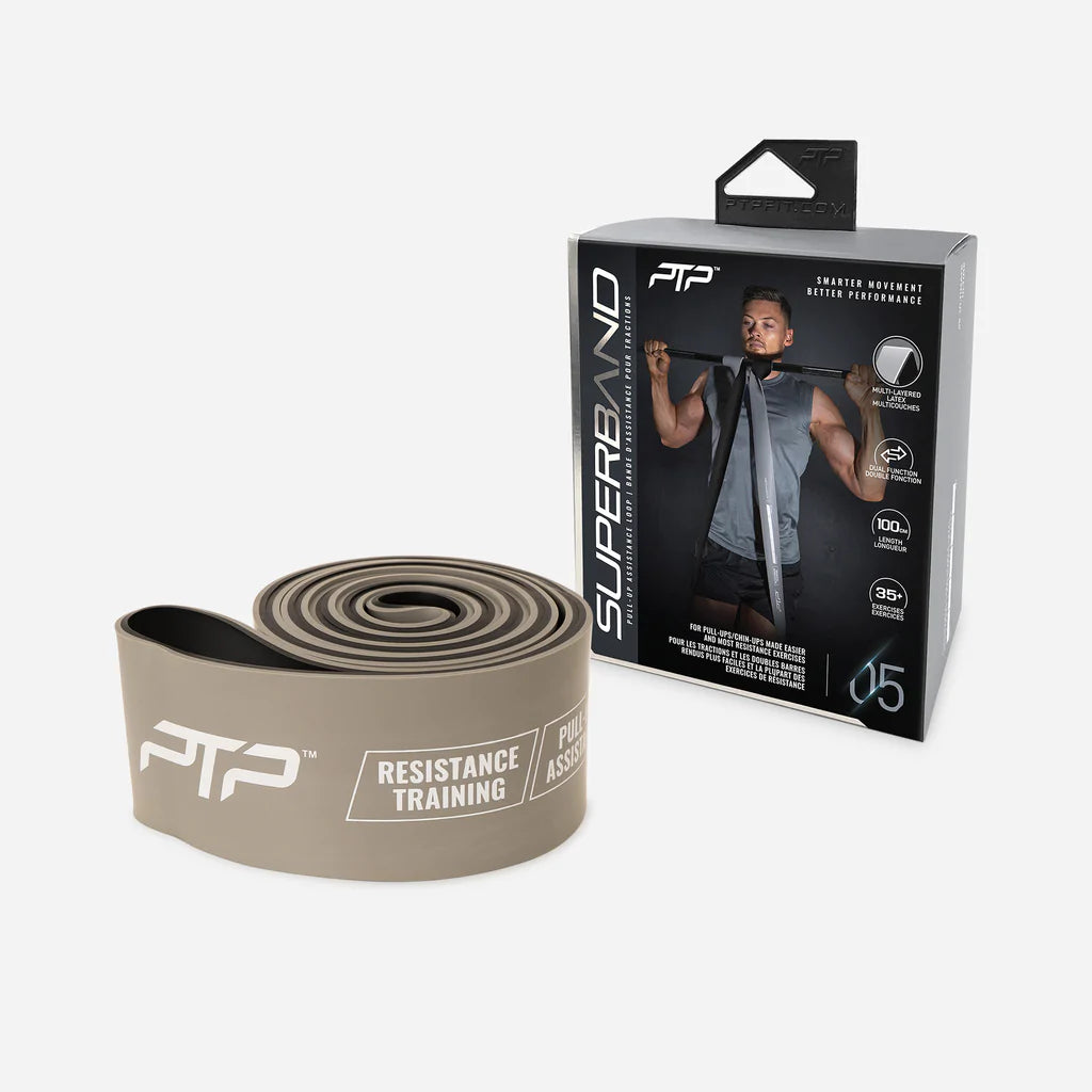 PTP Superband Resistance Band (54.5-79.5kg/120-175lbs) - Ultimate Silver Dual Exercise Bands for Strength Training, Physical Therapy & Home Workouts