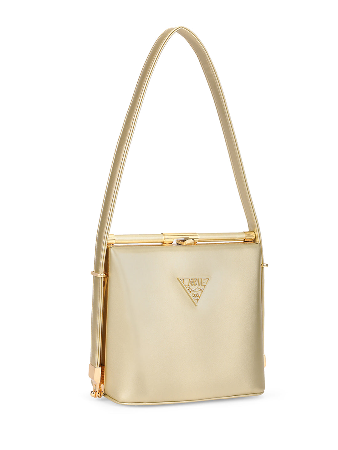 Lavie Signature Ohio Gold Large Women's Frame Handbag - Stylish Crossbody Purse for Work, Travel & Evening Out