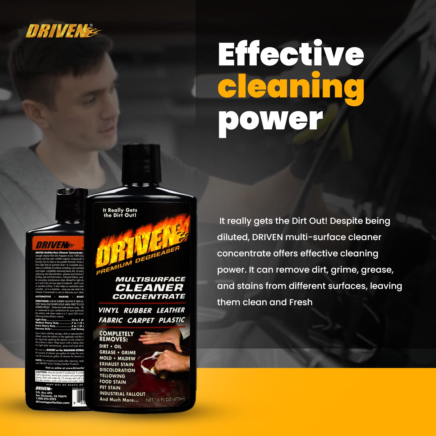 DRIVEN Multi-Surface Cleaner Concentrate - All-Purpose Cleaning Solution for Kitchen, Bathroom, Floors & More | Eco-Friendly & Powerful Formula