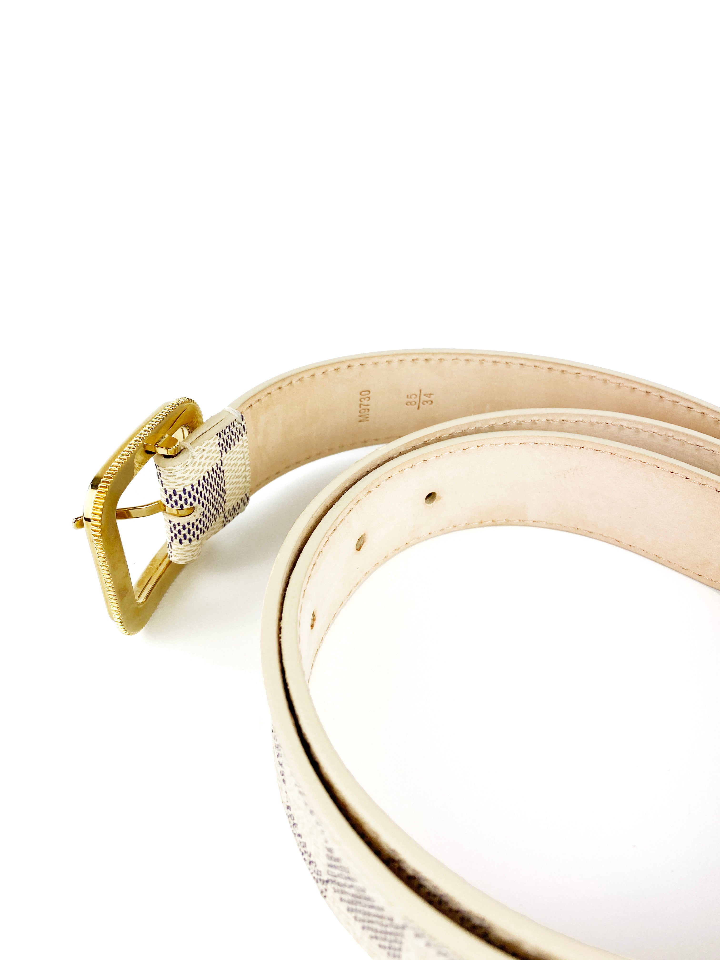 Authentic Louis Vuitton Monogram White Leather Belt for Men & Women - Luxury Fashion Accessory for Casual & Formal Outfits