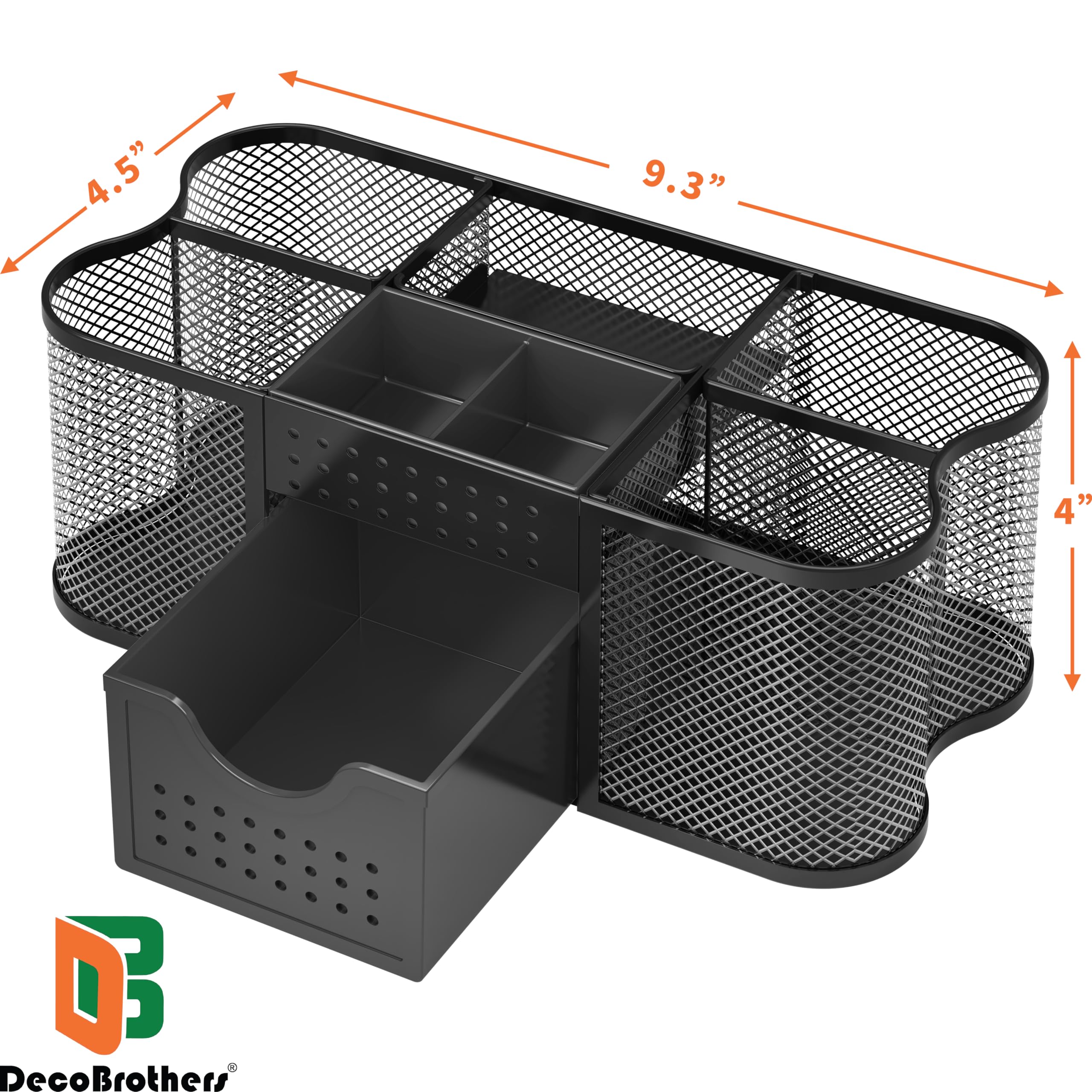 Deco Brothers Desk Organizer Set - Black Pen Holder & Office Caddy with Storage Compartments | Perfect for Home Office, School Supplies & Workspace Organization