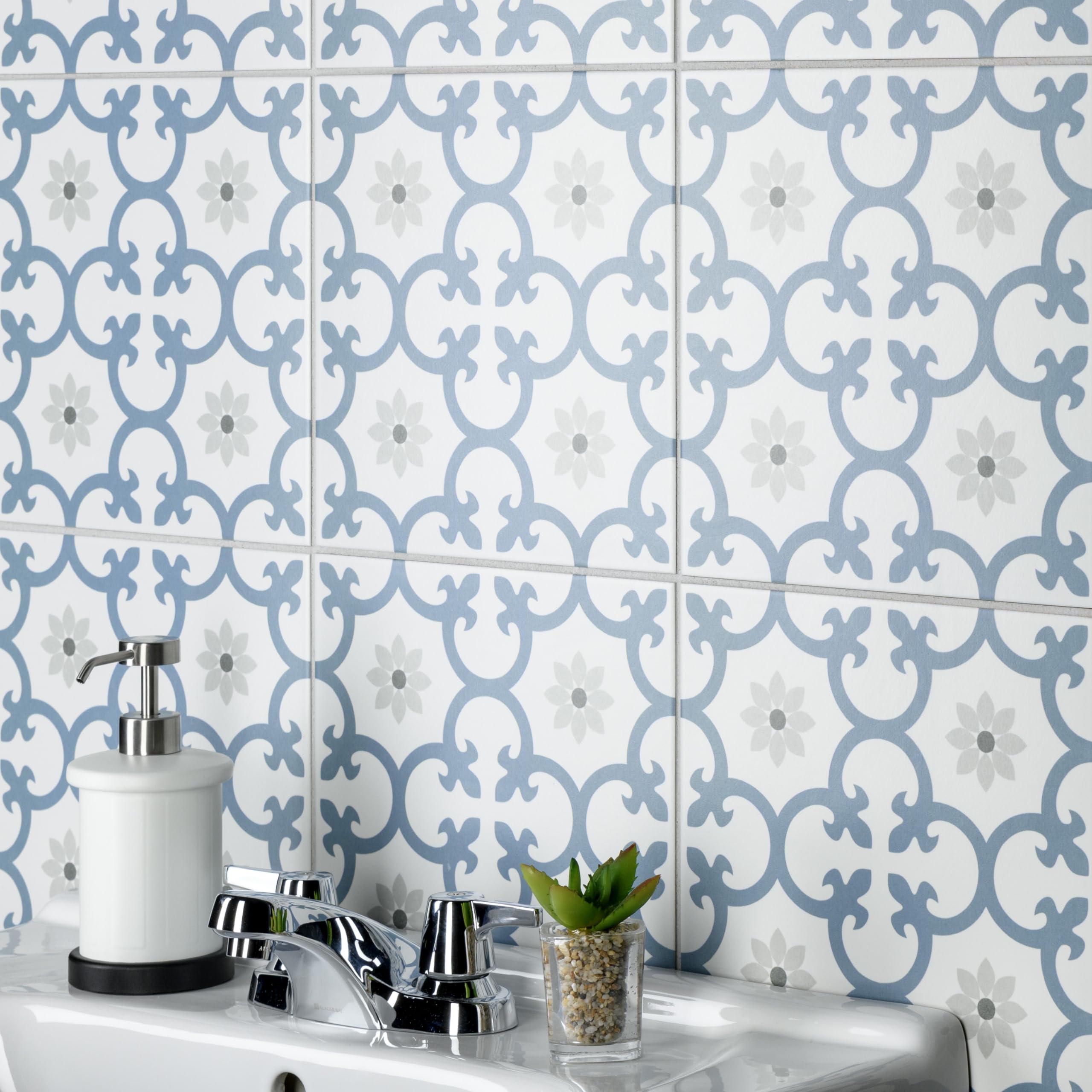 Merola Tile Daria Niagara 9.75x9.75 Inch Porcelain Floor and Wall Tile - Perfect for Bathroom, Kitchen Backsplash, and Shower Renovations