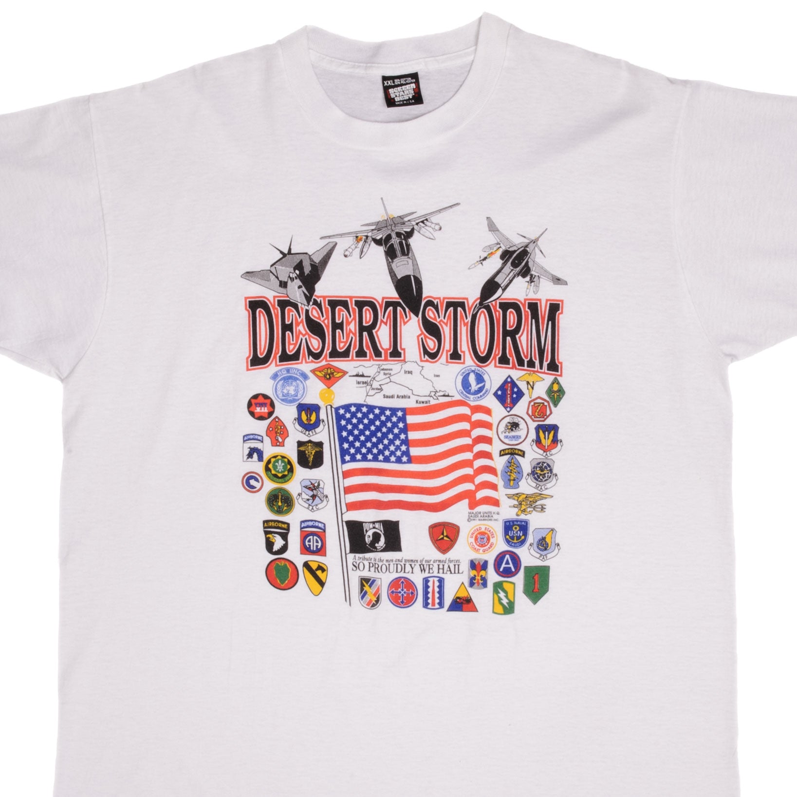 Vintage Operation Desert Storm T-Shirt 1991 - XL Size, Made in USA - Military Retro Graphic Tee for Men, Casual Wear & Patriotic Events
