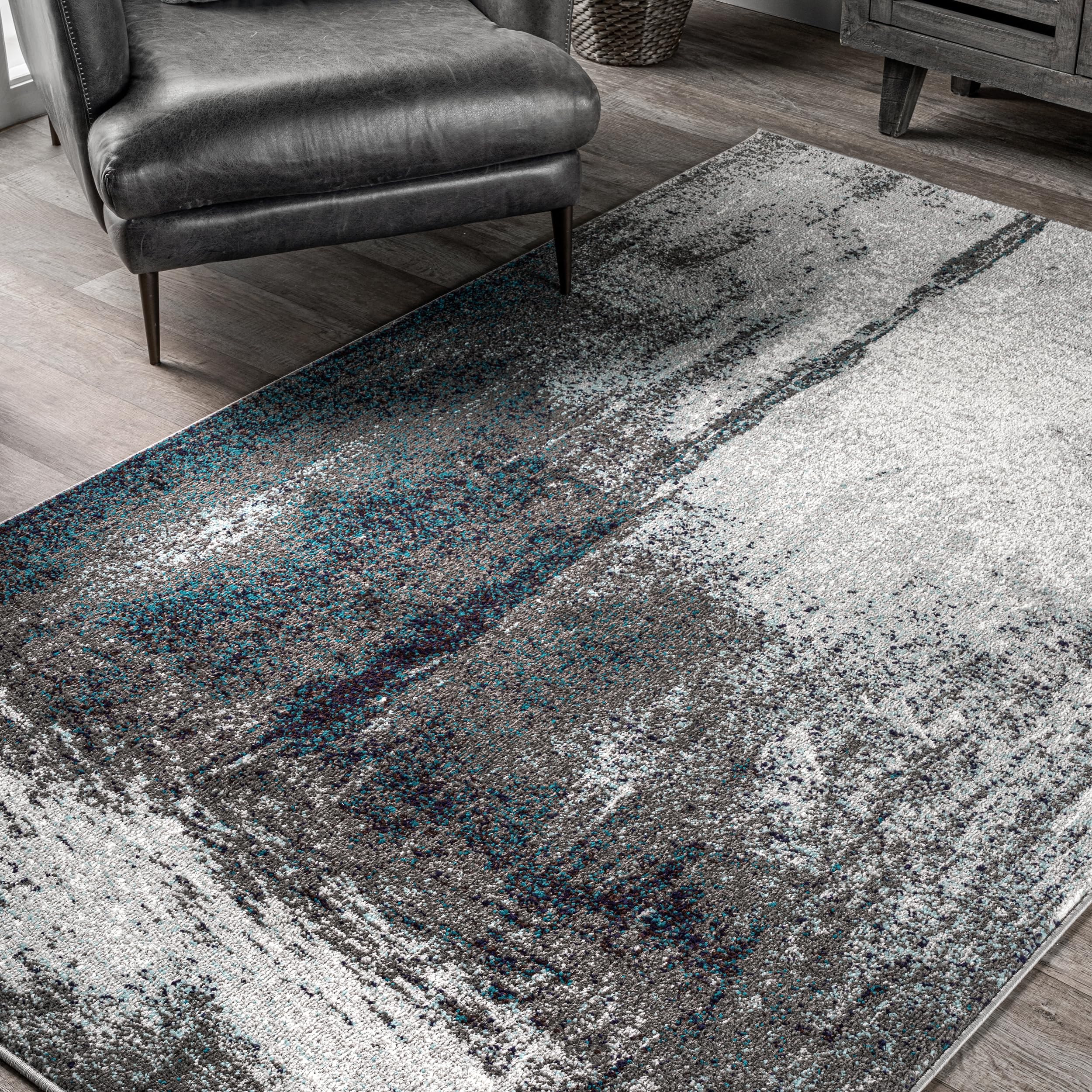 nuLOOM Noreen Abstract Area Rug 4x6 Feet, Modern Gray Bohemian Rug for Living Room, Bedroom & Office Decor