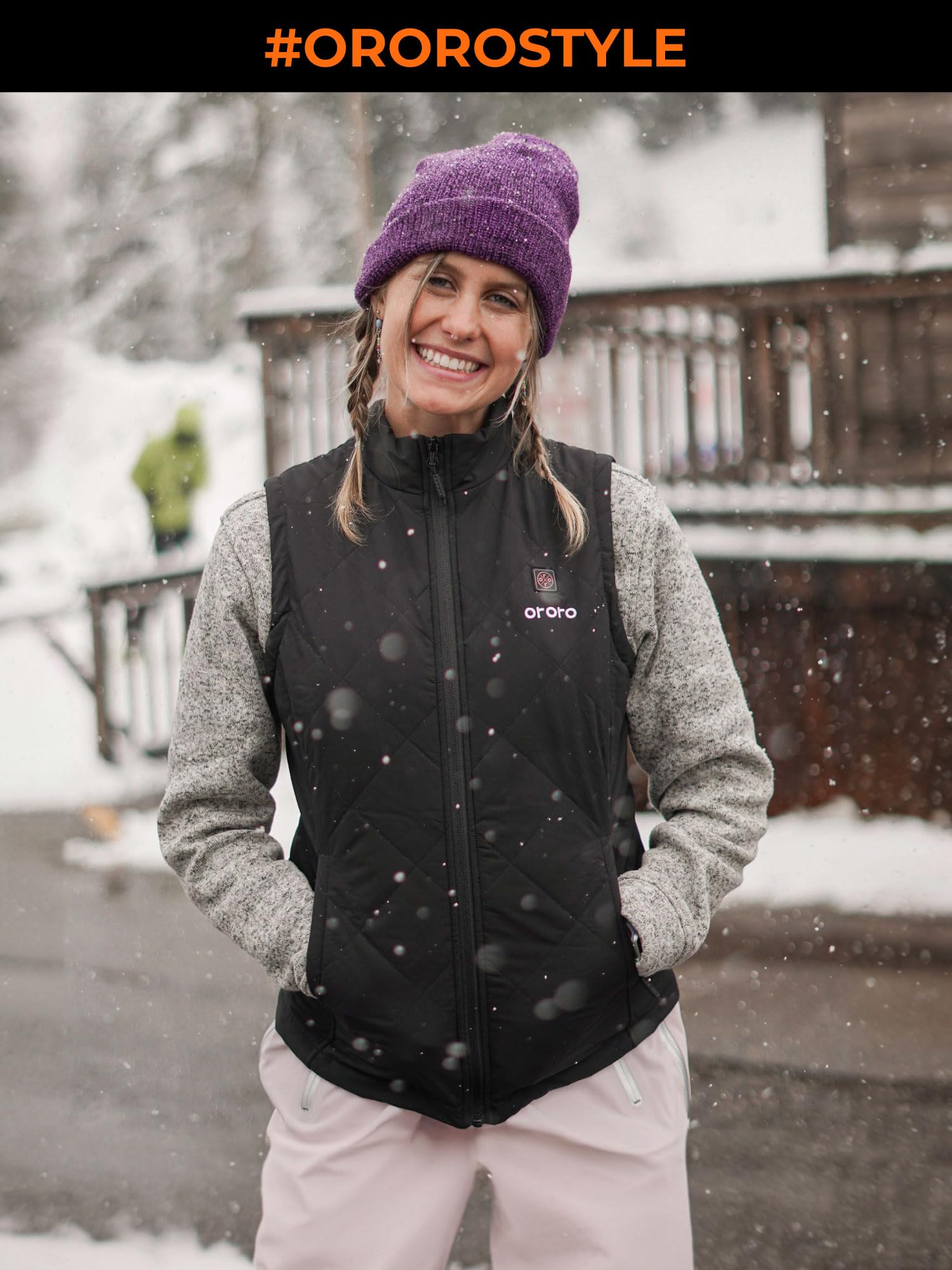 ORORO Women's Heated Vest with USB Power Bank - Lightweight Quilted Electric Jacket for Winter Outdoor Activities, Hiking, and Camping