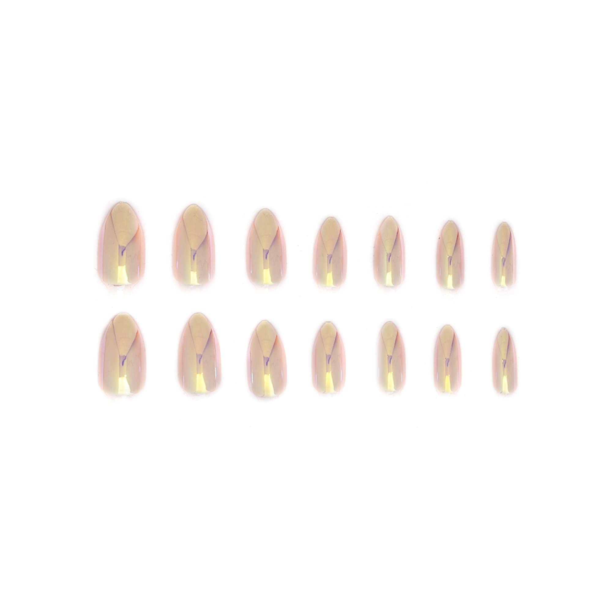 Lick Metallic Artificial Nails Set - 14 Pcs Acrylic Fake Nails for Women & Girls, Reusable Nail Extension Kit with No Glue Needed, Perfect for Parties, Weddings, and Special Occasions