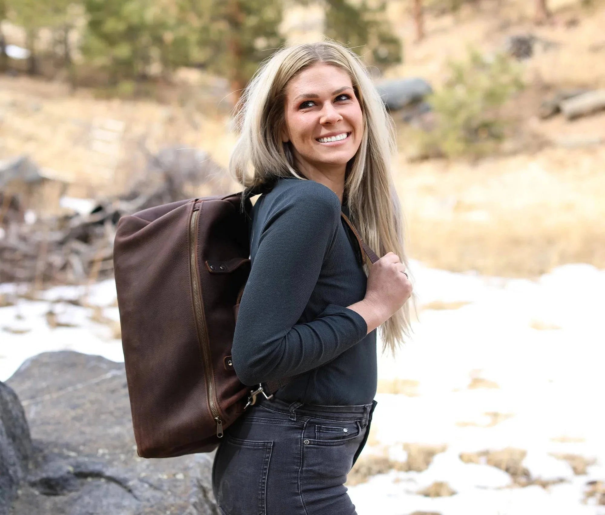Premium Genuine Leather Duffel Bag for Men & Women - Travel, Gym & Weekend Getaways - Water-Resistant Carry-On Luggage with Multiple Pockets