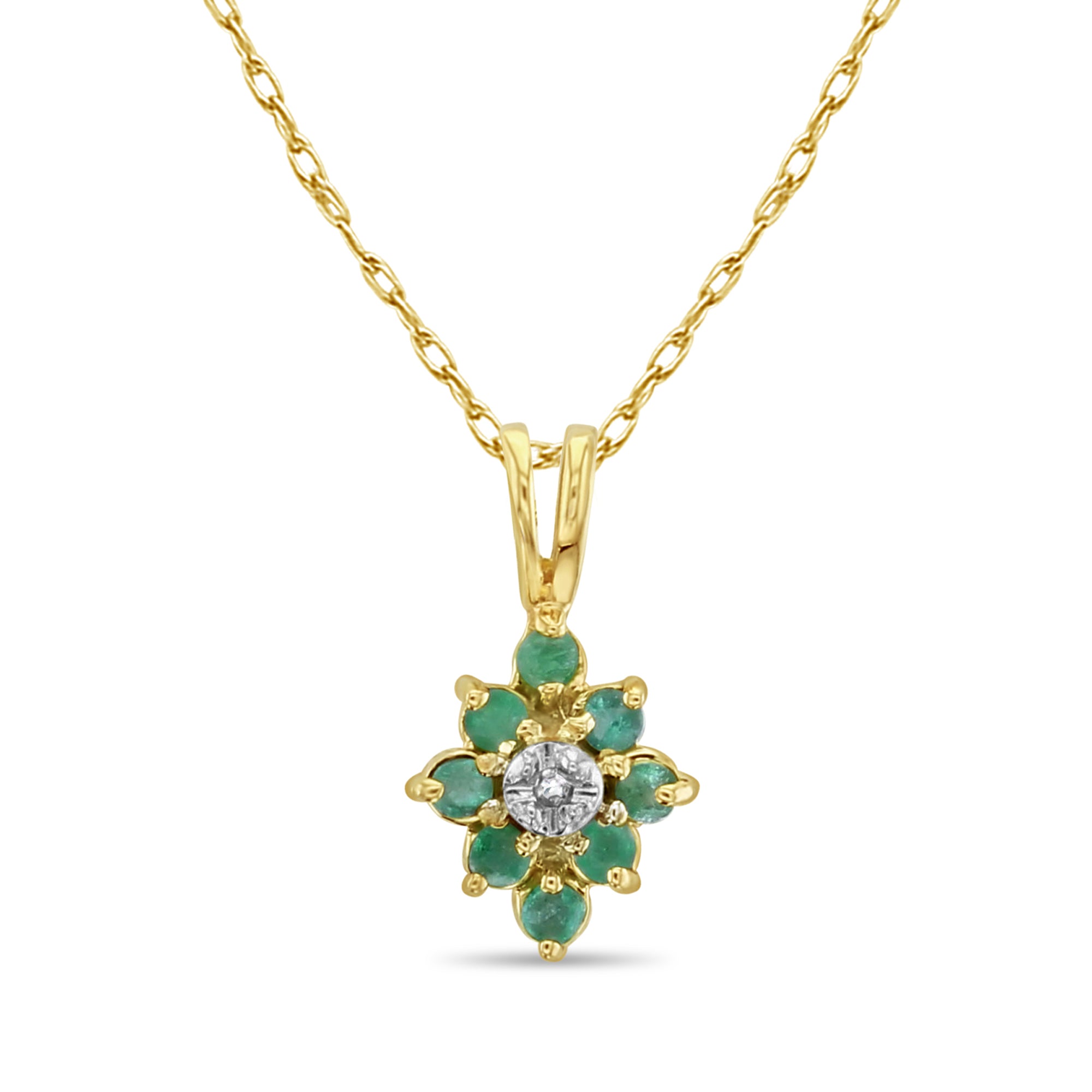10K Yellow Gold Emerald Cluster Necklace - Elegant Dainty Jewelry for Women, Perfect Gift for Birthday, Anniversary & Special Occasions