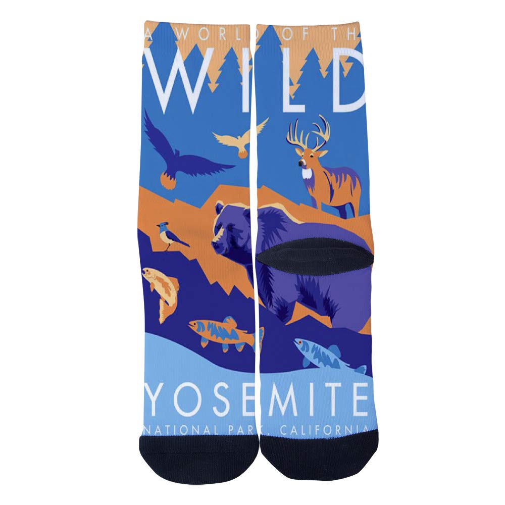 Yosemite National Park California Wildlife Black Bear Socks for Men & Women - Custom Creative Crew Casual Socks - Perfect for Hiking, Outdoor Adventures & Gifts