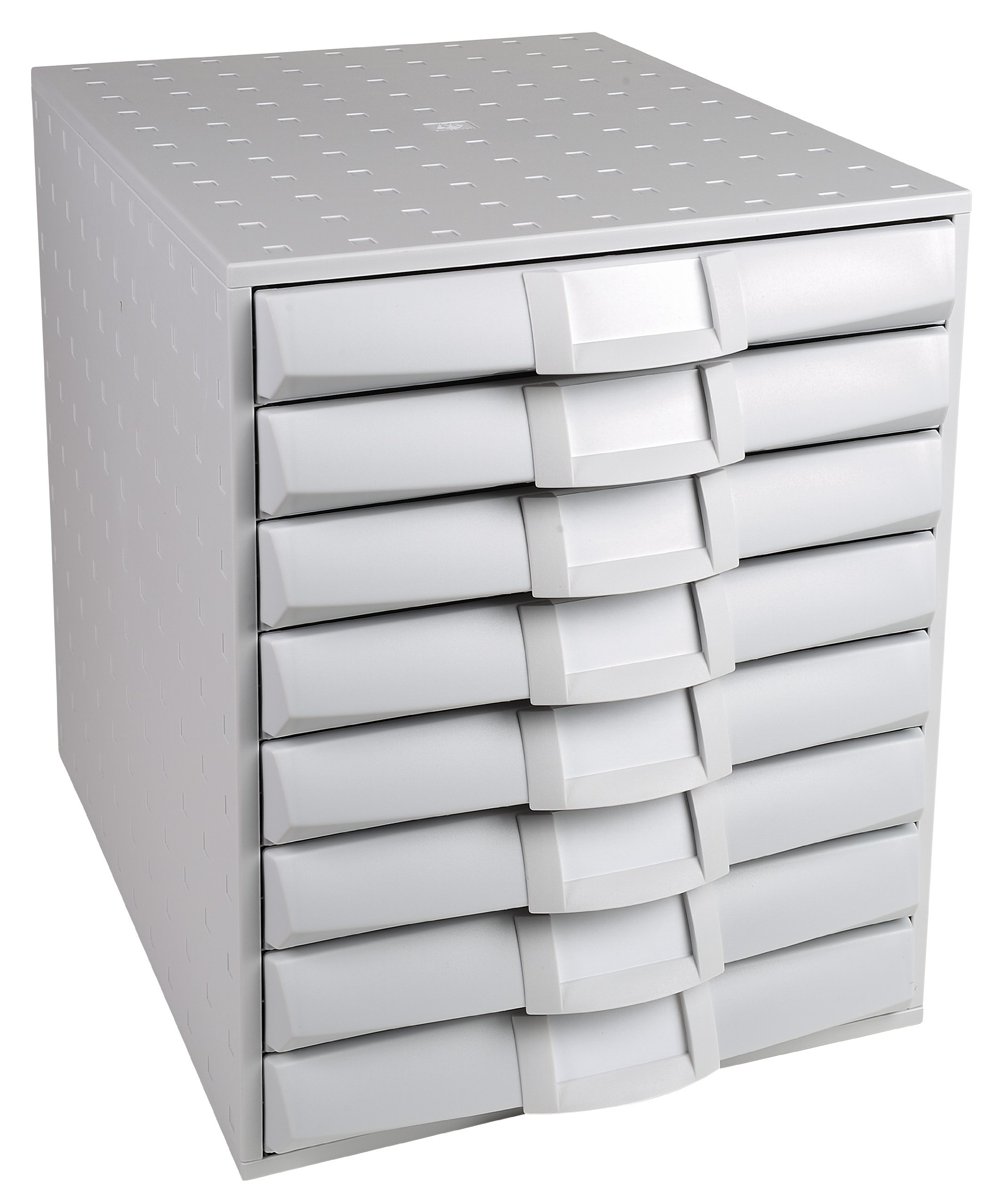Exacompta System 8 Office Organizer with 8 Closed Drawers - 387 x 287 x 338mm Light Grey Storage Solution for Home & Office Organization