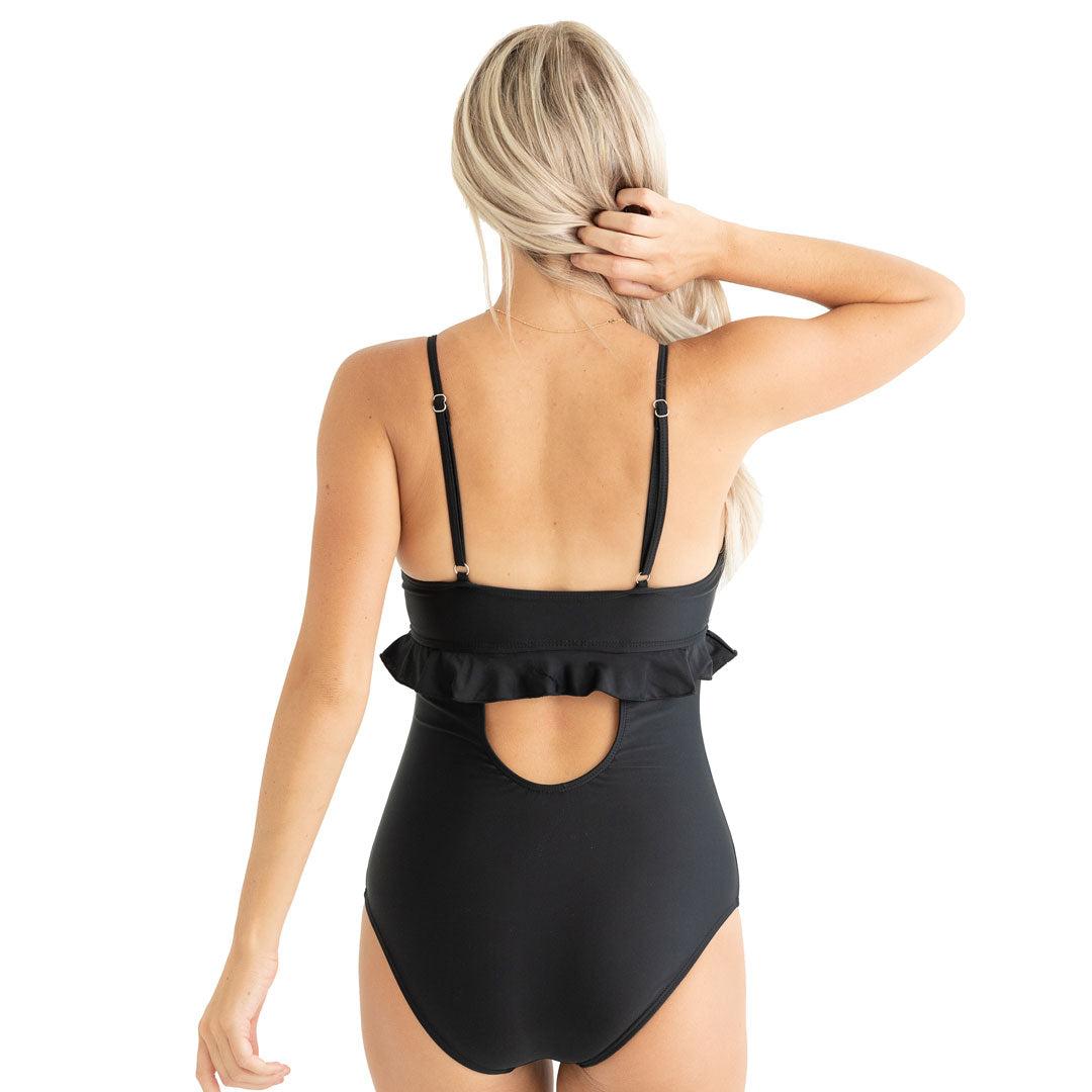 Princess Ruffle One Piece Swimsuit for Women - Floral Print Bathing Suit with Adjustable Straps & High Waist Design - Perfect for Beach Vacations, Pool Parties & Summer Getaways