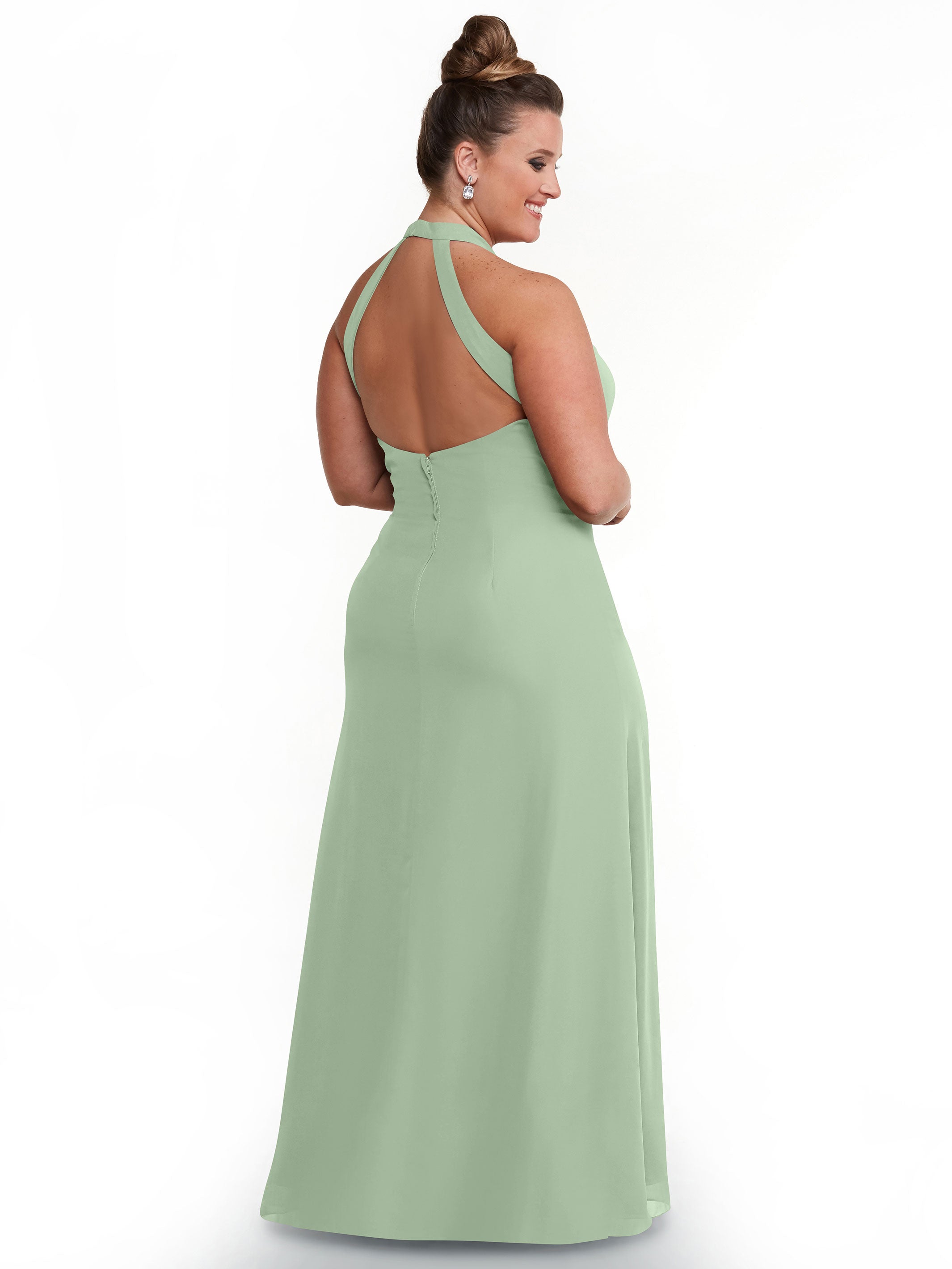 Elegant 80138 Chiffon A-Line Bridesmaid Dress with Keyhole Halter Neckline - Perfect for Weddings, Formal Events & Special Occasions