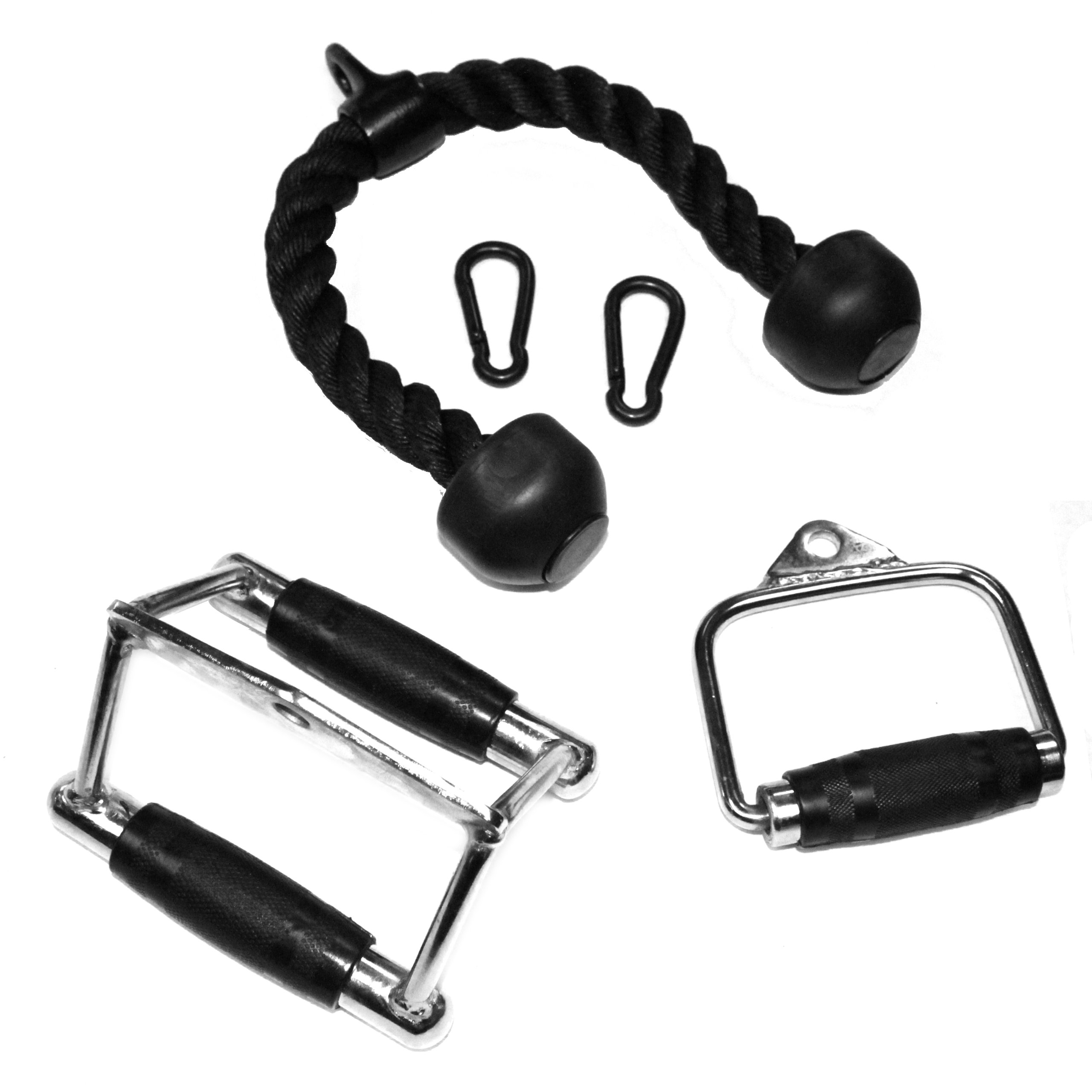 Durable Ader Cable Handle with Chinning Triangle & Tricep Rope - 2 Heavy Duty Snap Links Included for Home Gym & CrossFit Workouts