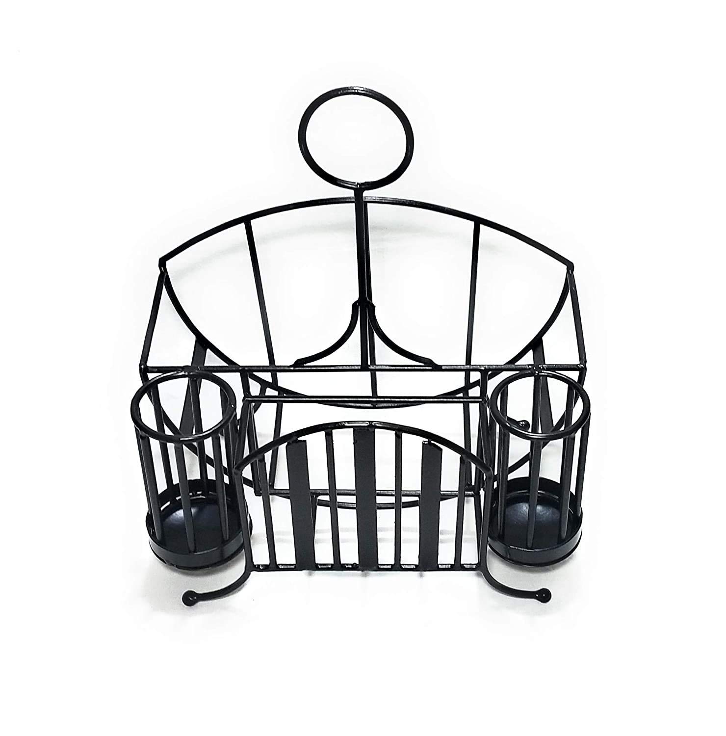 Modern Kitchen Dish Rack with Cutlery Stand & Napkin Holder - Space Saving Kitchen Utensil Organizer for Countertop, Drying Dishes & Storing Spoons, Forks, Knives - Perfect for Small Kitchens, Apartments & Dorm Rooms