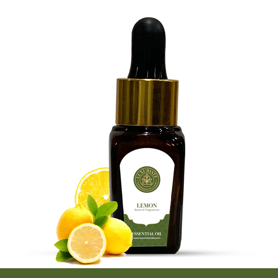 100% Pure Natural Lemon Essential Oil for Hair Growth, Skin Care, Acne Treatment & Aromatherapy - 10ml Diffuser Oil for Home Fragrance, Relaxation & Stress Relief | Perfect for DIY Beauty, Massage & Spa