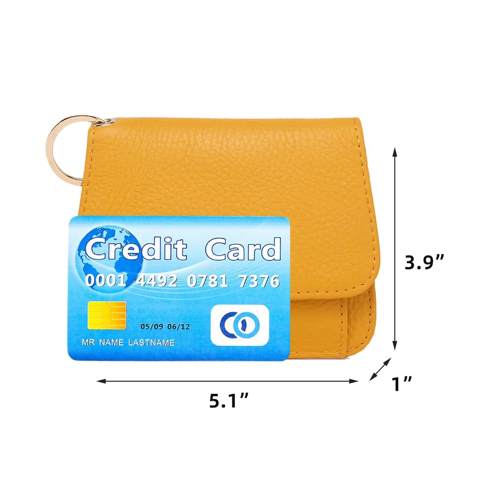 Mudono Slim RFID Blocking Genuine Leather Women's Wallet - Tri-Fold Card Holder with Zipper Pocket & Keychain - Perfect for Travel, Shopping, and Everyday Use