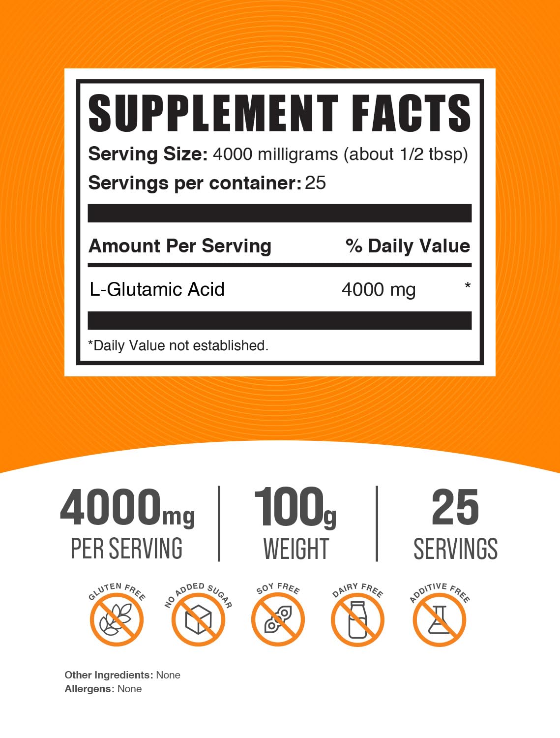BulkSupplements.com L-Glutamic Acid Powder - Pure Amino Acid Supplement for Skin Health & Whitening - Glutamine Powder for Men & Women - 100g (3.5oz) - Supports Beauty, Nutrition & Muscle Recovery - Perfect for Daily Wellness & Skincare Routine