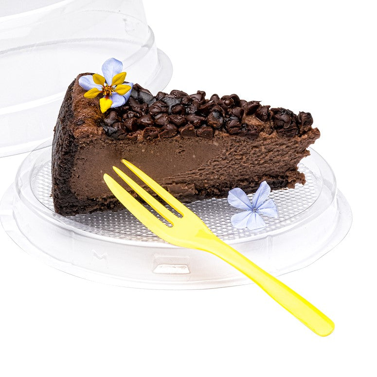 100-Pack Baby Yellow Plastic Cake Forks with Knife Edge (4